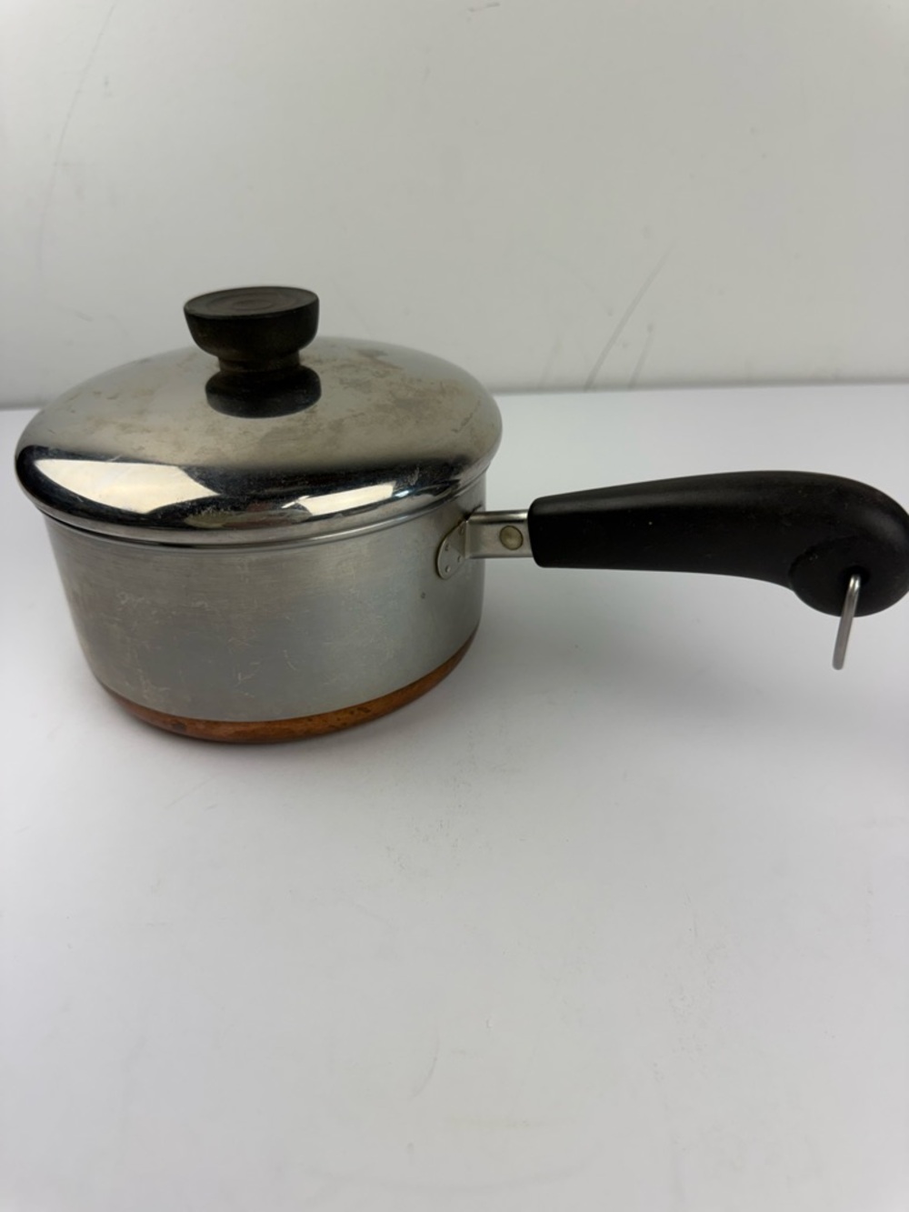 1801 Revere Ware 1 1/2 Qt Copper Bottom Pan Pot w/Lid Clinton IL USA Stainless